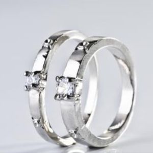 Sterling silver plated bridal set with cubic zirconia like stones